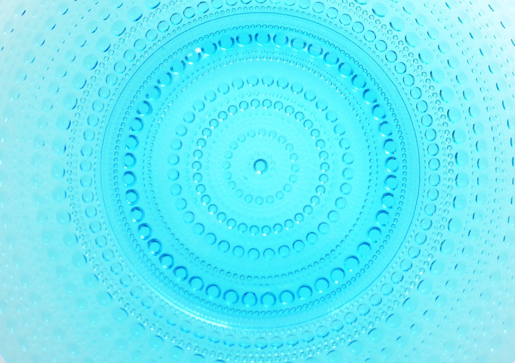 Large Mid-Century Modern Glass Plate in Azur Blue Color by Oiva Toikka Known as Kastehelmi, Italy, 1979