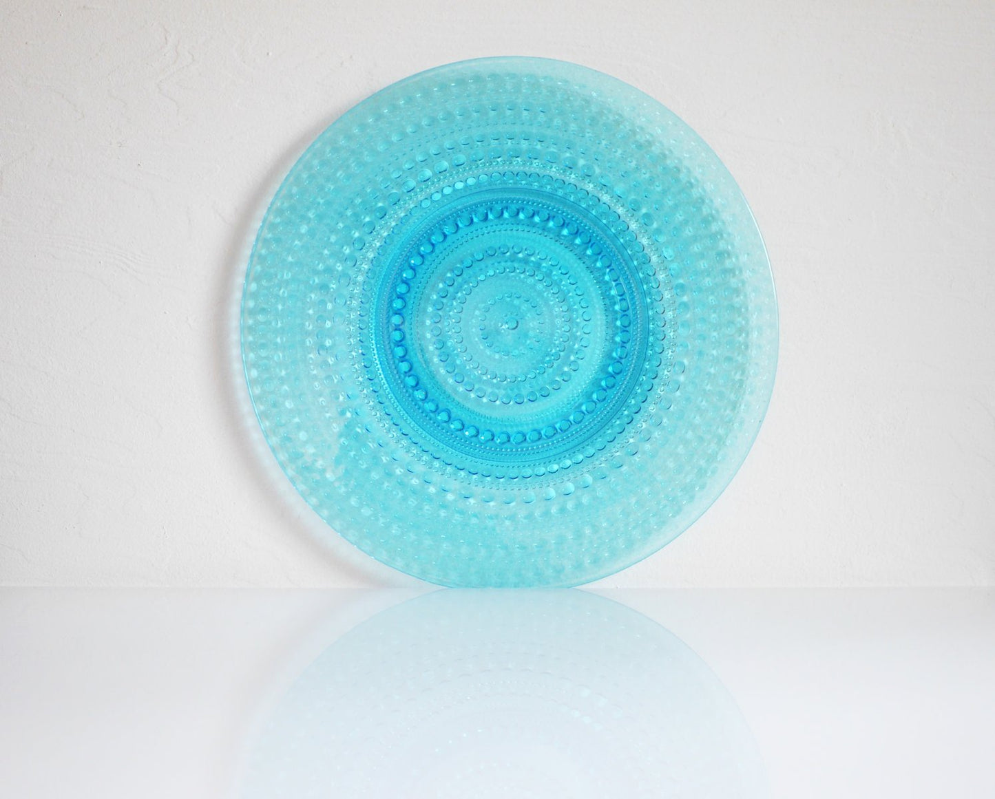 Large Mid-Century Modern Glass Plate in Azur Blue Color by Oiva Toikka Known as Kastehelmi, Italy, 1979