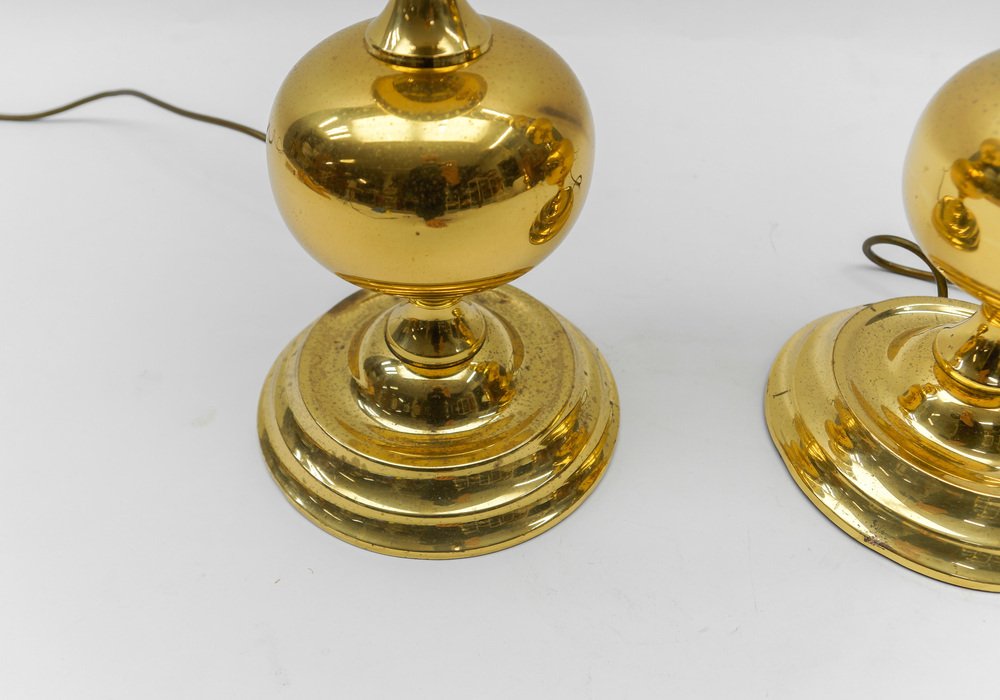 Large Mid-Century Modern Gold Bubble Table Lamp Bases, 1960s, Set of 2