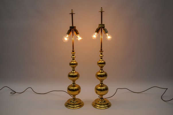 Large Mid-Century Modern Gold Bubble Table Lamp Bases, 1960s, Set of 2-KQB-1768523