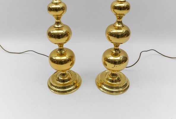 Large Mid-Century Modern Gold Bubble Table Lamp Bases, 1960s, Set of 2-KQB-1768523