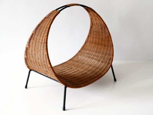 Large Mid-Century Modern Italian Wicker Magazine Rack or Stand, 1960s-WPT-831868