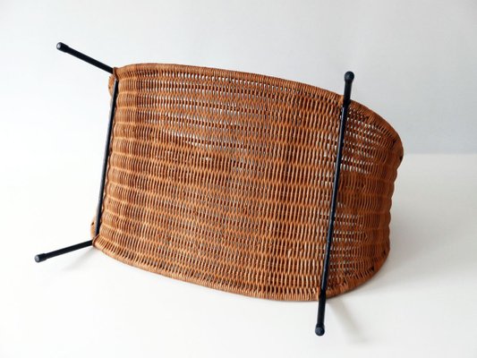 Large Mid-Century Modern Italian Wicker Magazine Rack or Stand, 1960s-WPT-831868