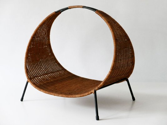 Large Mid-Century Modern Italian Wicker Magazine Rack or Stand, 1960s-WPT-831868