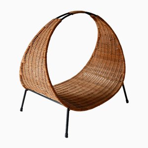 Large Mid-Century Modern Italian Wicker Magazine Rack or Stand, 1960s-WPT-831868