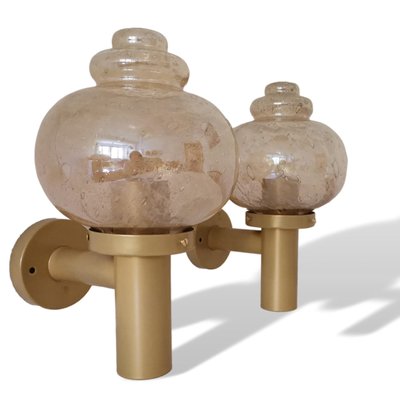 Large Mid-Century Modern Metal and Hand-Blown Glass Wall Lamps, 1960s, Set of 2-SCS-1105606