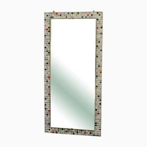 Large Mid-Century Modern Mosaic Wall Mirror with Brass Frame, 1950s-FH-1270992