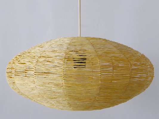 Large Mid-Century Modern Raffia Bast Pendant Lamp or Hanging Light, Germany, 1970s-WPT-1436128