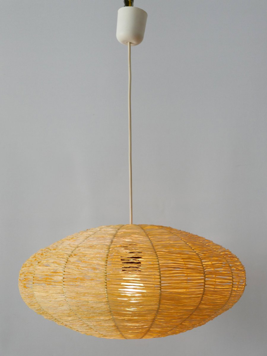 Large Mid-Century Modern Raffia Bast Pendant Lamp or Hanging Light, Germany, 1970s