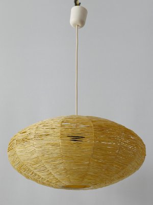 Large Mid-Century Modern Raffia Bast Pendant Lamp or Hanging Light, Germany, 1970s-WPT-1436128