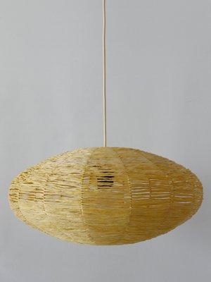 Large Mid-Century Modern Raffia Bast Pendant Lamp or Hanging Light, Germany, 1970s-WPT-1436128