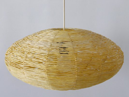 Large Mid-Century Modern Raffia Bast Pendant Lamp or Hanging Light, Germany, 1970s-WPT-1436128