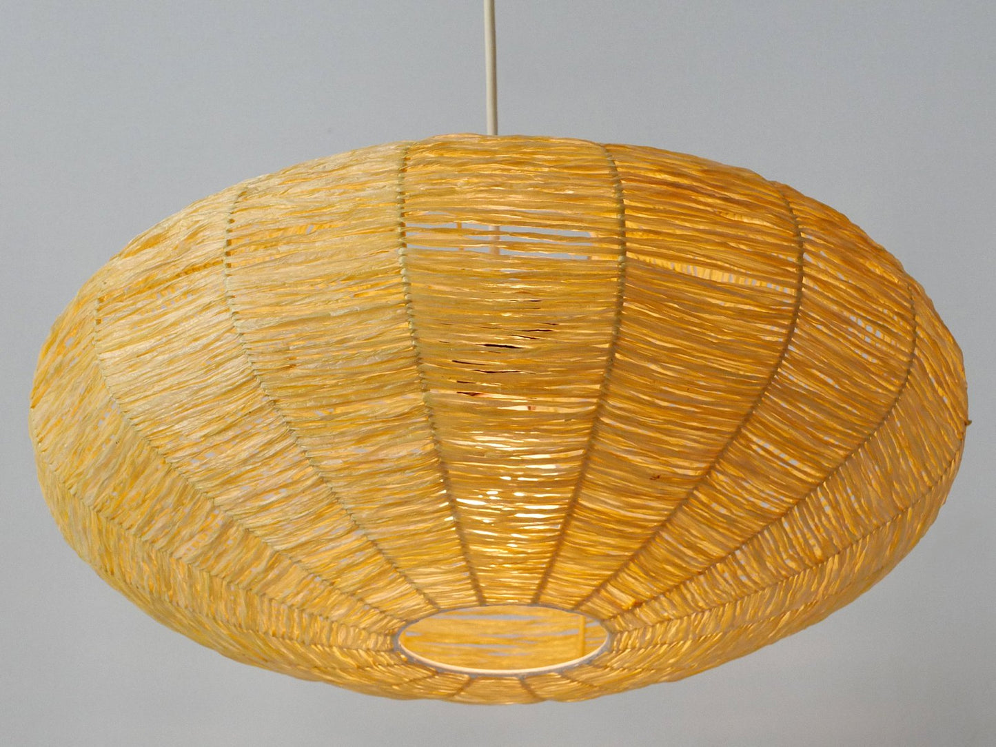 Large Mid-Century Modern Raffia Bast Pendant Lamp or Hanging Light, Germany, 1970s