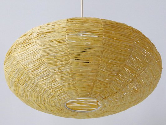 Large Mid-Century Modern Raffia Bast Pendant Lamp or Hanging Light, Germany, 1970s-WPT-1436128