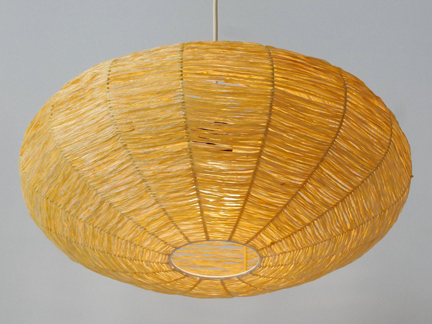 Large Mid-Century Modern Raffia Bast Pendant Lamp or Hanging Light, Germany, 1970s