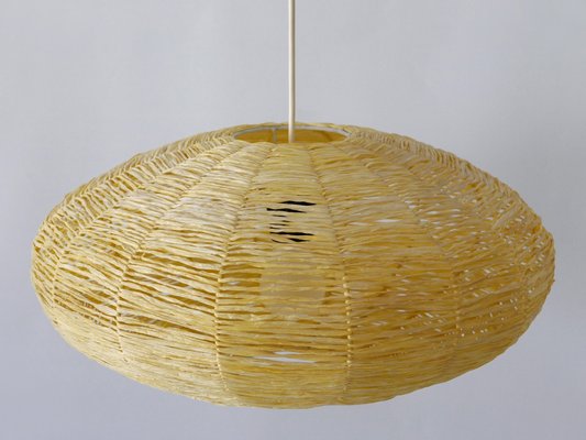 Large Mid-Century Modern Raffia Bast Pendant Lamp or Hanging Light, Germany, 1970s-WPT-1436128