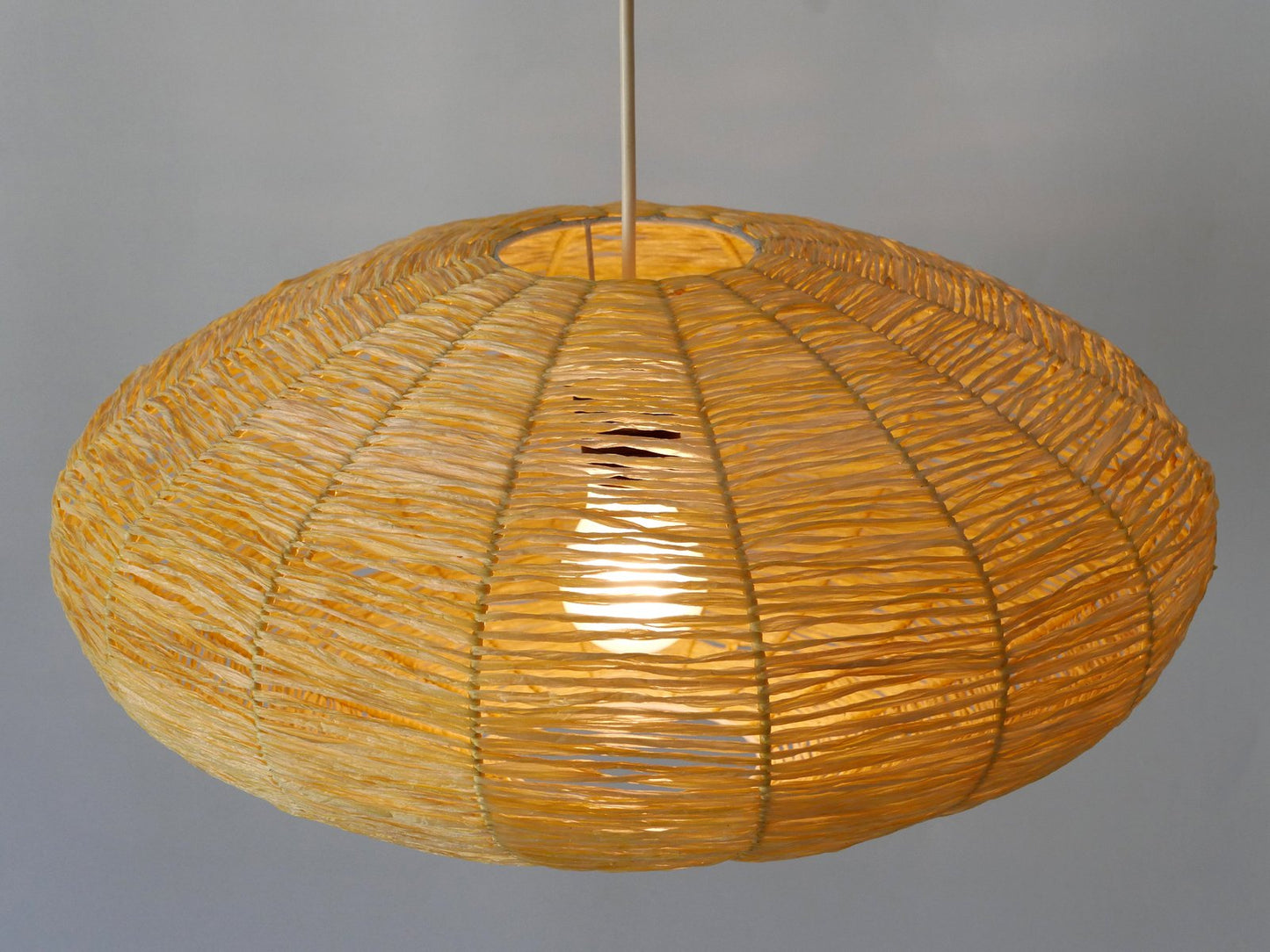 Large Mid-Century Modern Raffia Bast Pendant Lamp or Hanging Light, Germany, 1970s