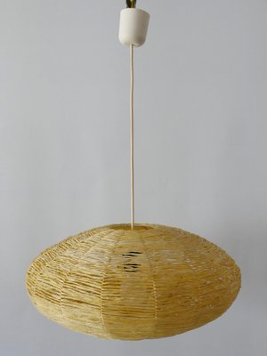 Large Mid-Century Modern Raffia Bast Pendant Lamp or Hanging Light, Germany, 1970s-WPT-1436128