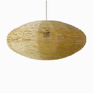 Large Mid-Century Modern Raffia Bast Pendant Lamp or Hanging Light, Germany, 1970s-WPT-1436128