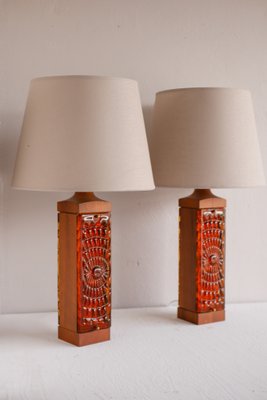 Large Mid-Century Modern Scandinavian Teak and Glass Table Lamps from Hovmantorp, Set of 2-JIE-2015863