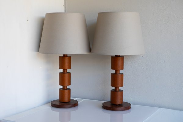 Large Mid-Century Modern Scandinavian Teak Table Lamps from Möllers Armatur, Sweden, Set of 2-JIE-2017108