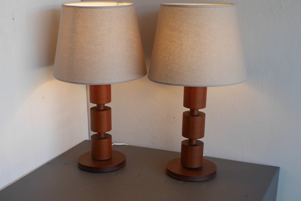 Large Mid-Century Modern Scandinavian Teak Table Lamps from Möllers Armatur, Sweden, Set of 2-JIE-2017108