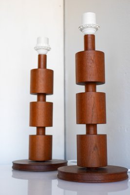 Large Mid-Century Modern Scandinavian Teak Table Lamps from Möllers Armatur, Sweden, Set of 2-JIE-2017108