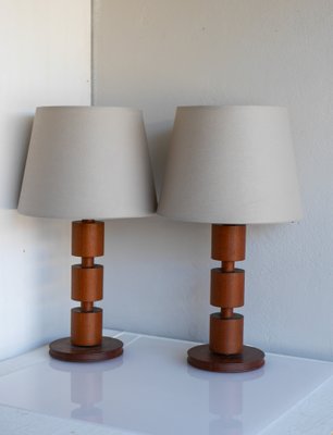 Large Mid-Century Modern Scandinavian Teak Table Lamps from Möllers Armatur, Sweden, Set of 2-JIE-2017108