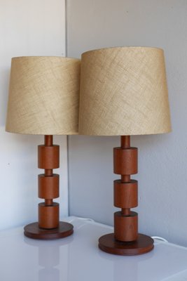 Large Mid-Century Modern Scandinavian Teak Table Lamps from Möllers Armatur, Sweden, Set of 2-JIE-2017108