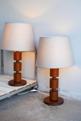 Large Mid-Century Modern Scandinavian Teak Table Lamps from Möllers Armatur, Sweden, Set of 2-JIE-2017108