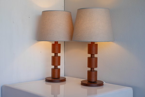 Large Mid-Century Modern Scandinavian Teak Table Lamps from Möllers Armatur, Sweden, Set of 2-JIE-2017108