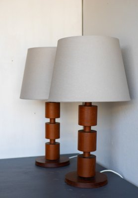 Large Mid-Century Modern Scandinavian Teak Table Lamps from Möllers Armatur, Sweden, Set of 2-JIE-2017108