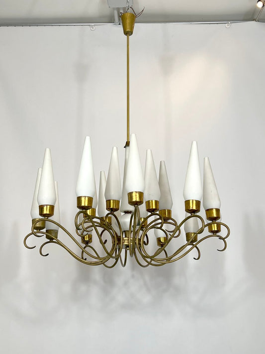 Large Mid-Century Monza 18-Light Chandelier from Arredoluce, 1950s