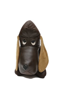 Large Mid-Century Mugge Basset Hound in Leather from Sallingboe, 1960s-NIX-1777822