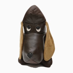 Large Mid-Century Mugge Basset Hound in Leather from Sallingboe, 1960s-NIX-1777822