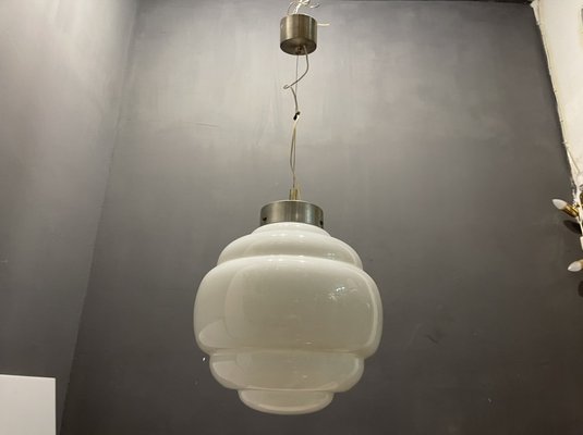 Large Mid-Century Opaline Glass Light Pendant-JJC-1319945