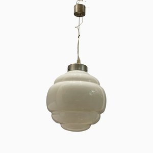 Large Mid-Century Opaline Glass Light Pendant-JJC-1319945