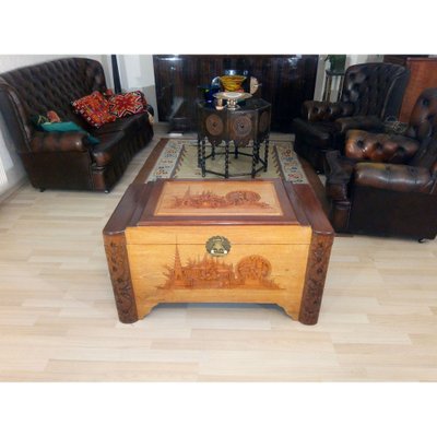 Large Mid-Century Oriental Camphor Wood Chest or Trunk, China, 1940s-YGE-974714