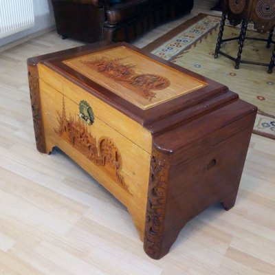 Large Mid-Century Oriental Camphor Wood Chest or Trunk, China, 1940s-YGE-974714