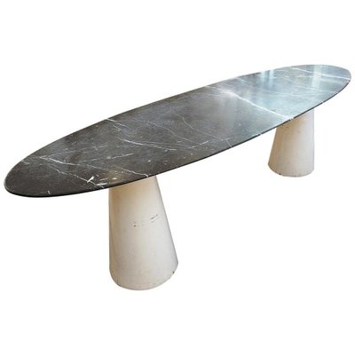 Large Mid-Century Oval Marble Console Table, Italy, 1970s-FGA-986227