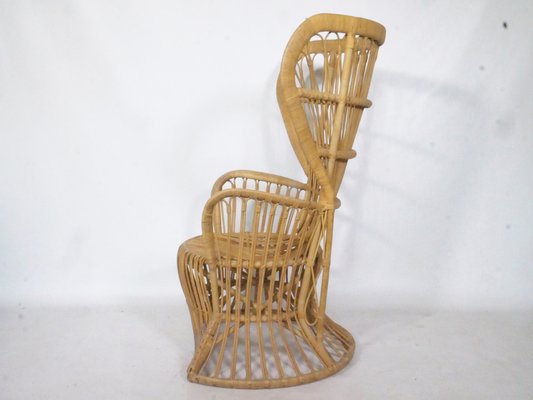 Large Mid-Century Peacock Rattan Chair from Rohé Noordwolde, 1970s-LVS-1384351