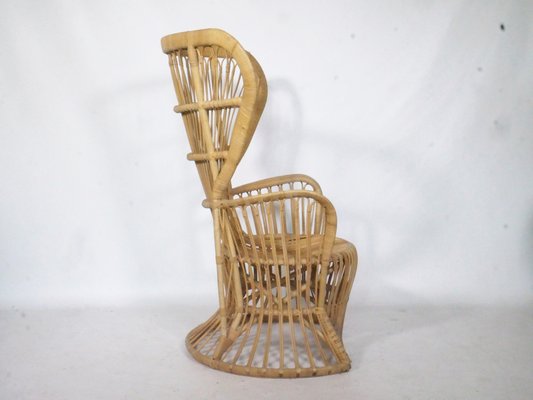 Large Mid-Century Peacock Rattan Chair from Rohé Noordwolde, 1970s-LVS-1384351