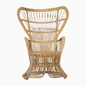 Large Mid-Century Peacock Rattan Chair from Rohé Noordwolde, 1970s-LVS-1384351