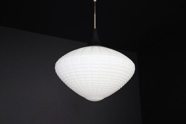 Large Mid-Century Pendant in Opaline Glass, Europe, 1950s-TRW-1812093