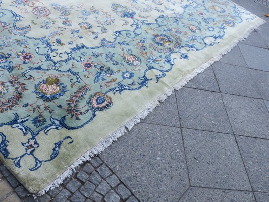 Large Mid-Century Pistachio-Colored Kashan Aubusson Style Rug-ED-1215237