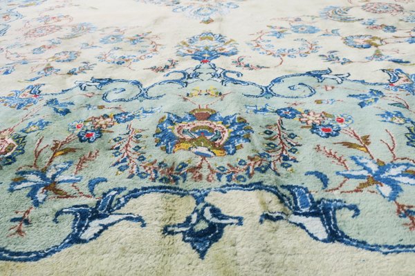 Large Mid-Century Pistachio-Colored Kashan Aubusson Style Rug-ED-1215237