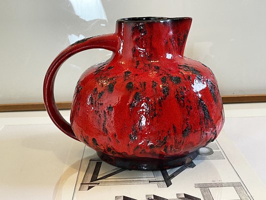 Large Mid-Century Red Fat Lava Studio Ceramic Vase, Germany, 1970s-PBW-1811890