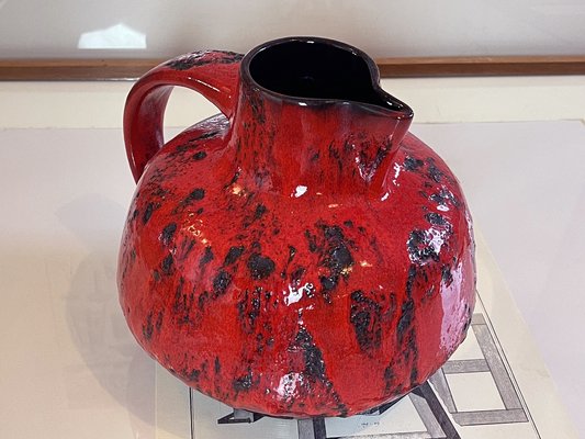 Large Mid-Century Red Fat Lava Studio Ceramic Vase, Germany, 1970s-PBW-1811890