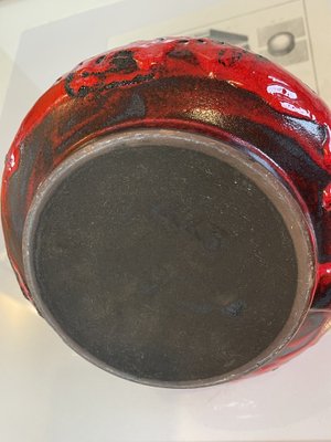 Large Mid-Century Red Fat Lava Studio Ceramic Vase, Germany, 1970s-PBW-1811890