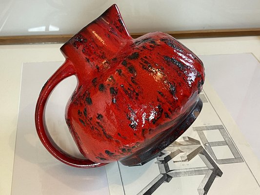 Large Mid-Century Red Fat Lava Studio Ceramic Vase, Germany, 1970s-PBW-1811890